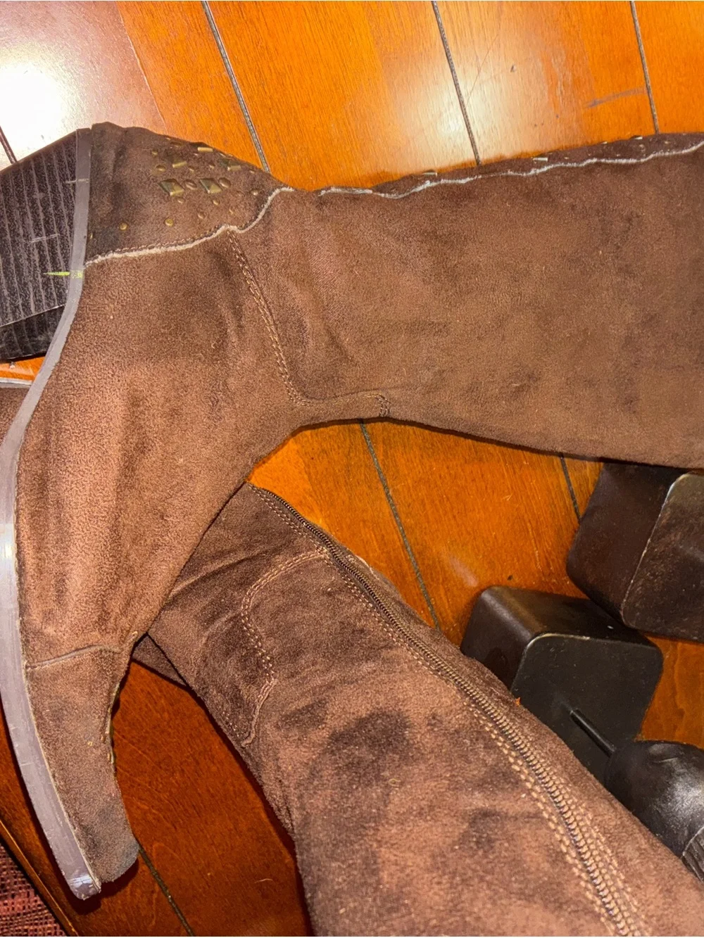 Rouge Helium Deep Plum Suede Western Knee Boots